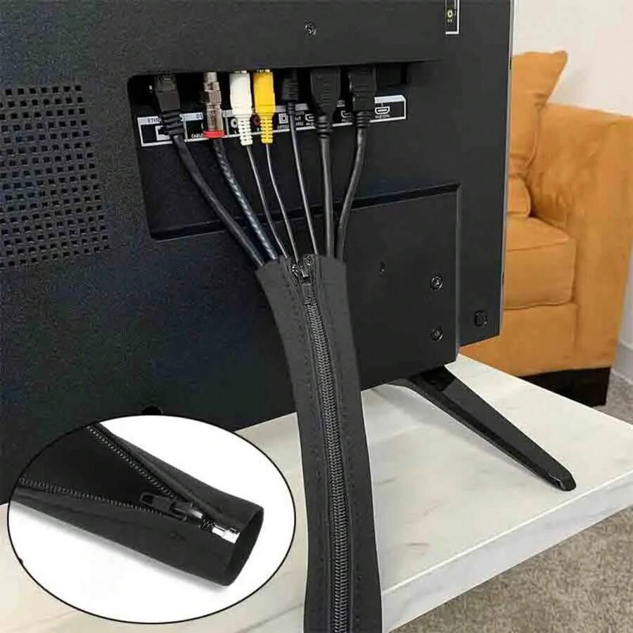 1/2/4 Uds funda de con cremallera organizador de cables reutilizable Protector de gestión de cables para ordenador TV organizadores de cables 48cm VOQV - 4 piezas - Ver 1