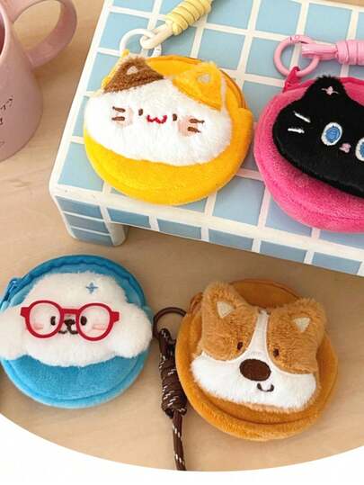 1pc Cute Animal Shaped Pouch, Mini Earphone Case, Coin Purse