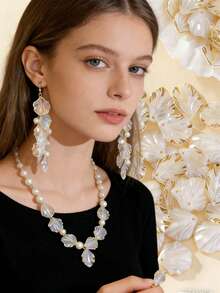 20/50/100/150/200片装亚克力叶子花朵吊坠，透明叶子吊坠，适用于珠宝制作、手链、项链、耳环等。 - 彩色 - 查看 12