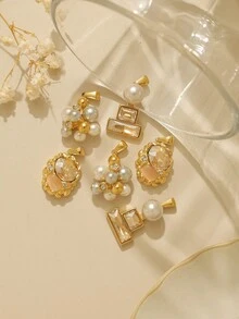 1pc Stainless Steel Elegant Luxury Rhinestone Design Women's Gold-Plated Pendant, Minimalist Daily Jewelry - Gold - View 6