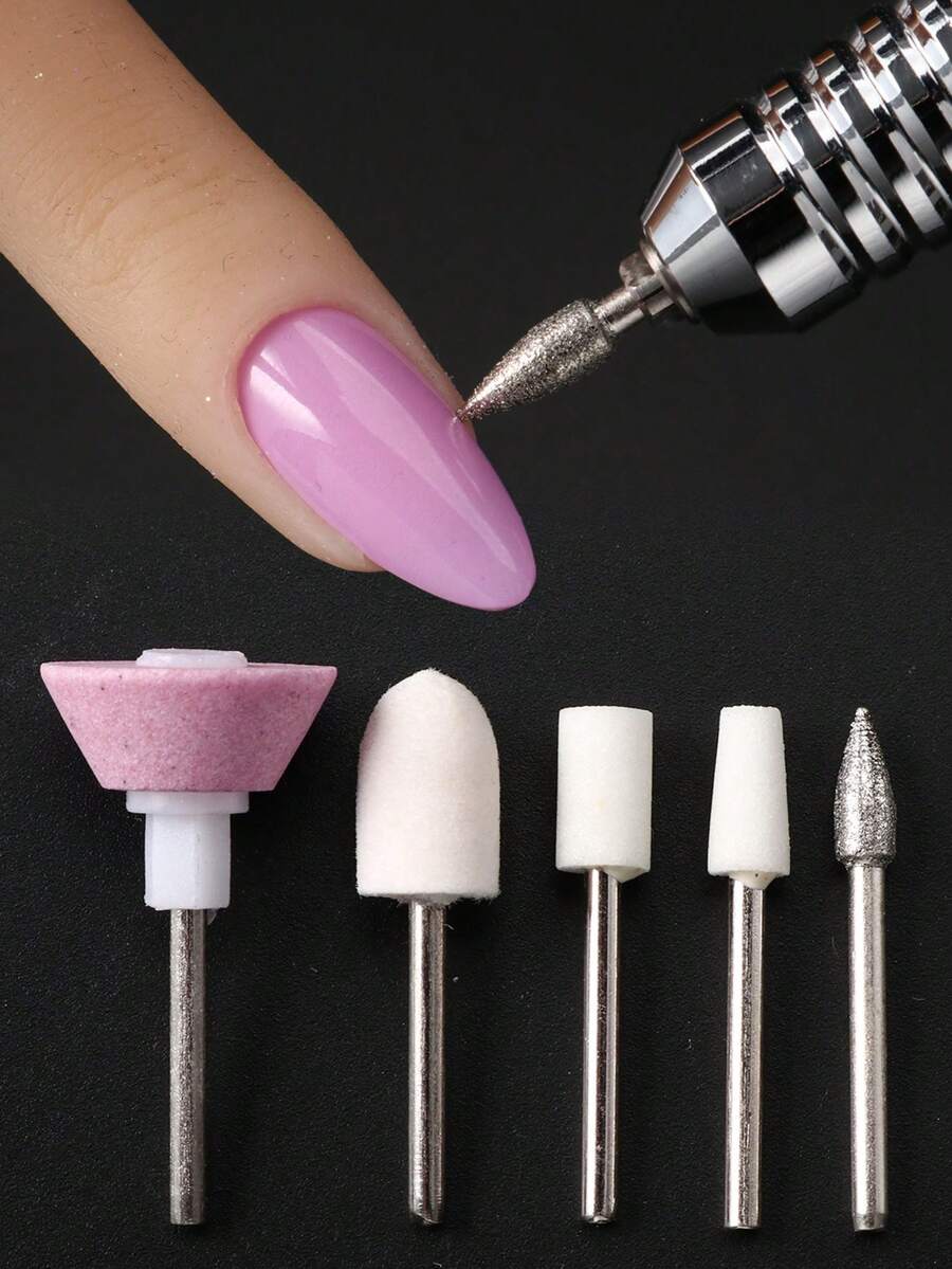 5件套美甲钻头迷你磨头，适用于亚克力指甲、死皮、卸甲、电动打磨、凝胶指甲、美甲、抛光和去除死皮、抛光和修整指甲 - 彩色 - 查看 1