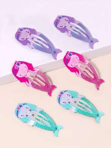 6pcs/Set Cute Mermaid Style Hair Clips, Fashionable & Versatile Daily Hair Accessories For Girls - Multicolor - View 5