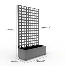 Jardinera elevada de metal con enrejado y ruedas, jardinera para plantas trepadoras y hortalizas, con enrejado cuadrado, orificios de drenaje y mampara de privacidad, para jardín y patio. - Negro - Ver 6