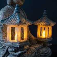 LUMIARTISAN Meditating Buddha Statue With Solar Lights, Zen Garden Decor For Home, Patio, Yard, Outdoor – Unique Gift For Women And Friends(Two Pavilions) - Hai Nhà Triển Lãm - Xem 8