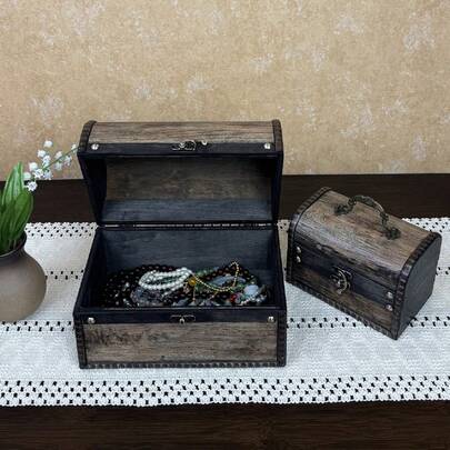 1pc Vintage Gray Jewelry Storage Box, Suitable For Indoor Decor, Photography Props, And Gift Giving