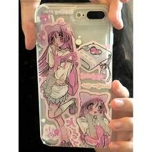 Comic Kawaii Pink Anime Girl Phone Case For Samsung Galaxy S24 S23 S22 S21 S20 S10 Note20 FE Ultra Plus 4G 5G Stylish Cute Clear - QN-247QN24116401 - 查看 8