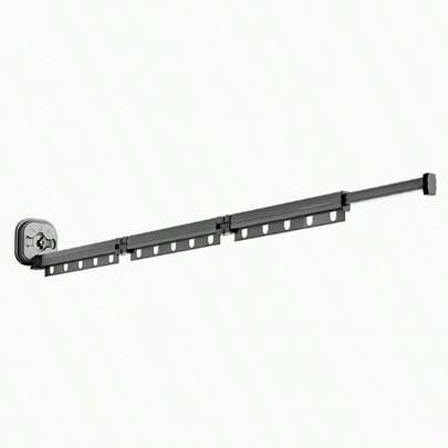 Tendedero de ropa metálico ajustable, secador de ropa plegable de montaje en pared, sin taladro con ventosa, percha de ropa extensible para interiores, dormitorio, baño, viaje - Blanco