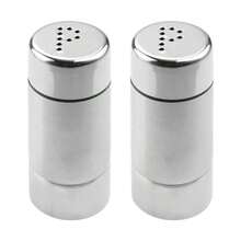 Salt And Pepper Shaker 2PCS Stainless Steel Kitchen Seasoning Jar Pots Set Barbecue Bottle For Kitchen BBQ Restaurant Camping Dining Table - Silver - View 1