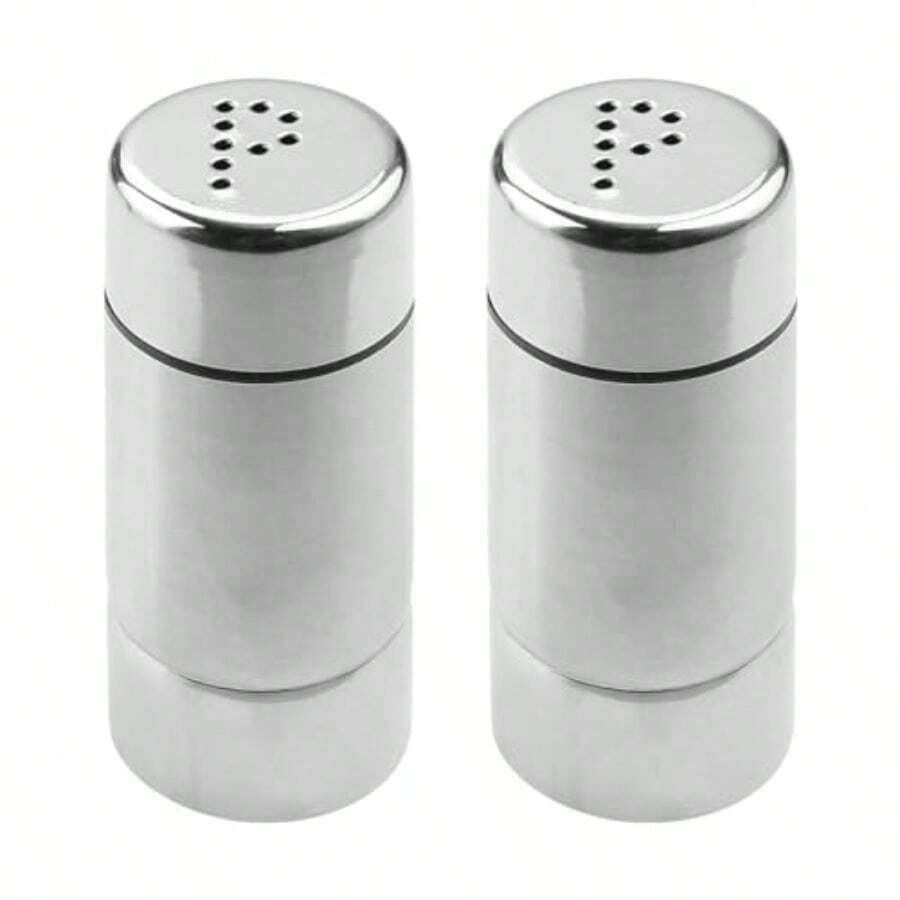 Salt And Pepper Shaker 2PCS Stainless Steel Kitchen Seasoning Jar Pots Set Barbecue Bottle For Kitchen BBQ Restaurant Camping Dining Table - Silver - View 1