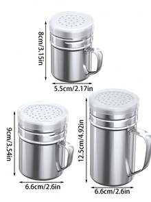 1pc Stainless Steel Powder Duster, Spice Jar With Lid, Cocoa Powder Shaker, Seasoning Powder Dispenser, Manual Powder Sifter, Powdered Sugar Shaker, Pepper Mill With Handle, Multi-Hole Spice Seasoning Bottle, Suitable For Icing Sugar - Multicolor - View 9