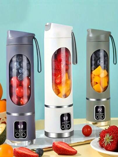Compact USB Rechargeable Portable Blender And Juicer - Easy To Clean, Great For Smoothies, Shakes And Fresh Fruit Drinks - 10.14 Oz To 16.91 Oz Capacity With Digital Display, Stainless Steel Blades - Perfect For Home, Office, Travel, Mini Smoothie Blender, 1300mAh Battery