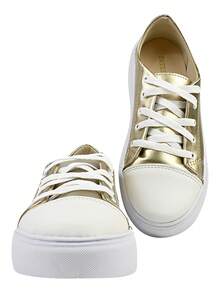 Tenis Casual Dourado com Biqueira Feminino  Macio Lançamento Original - Dourado - Visão 6