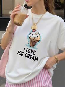 Camiseta con Estampado de Helado para Mujer - Blanco 2 - Ver 3