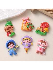 3/6pcs Cartoon Pastoral Style Refrigerator Magnets, Cute Fridge Stickers, Personalized Fridge Magnets, Suitable For Kitchen, Office, Whiteboard, Storage Cabinet, Dishwasher, Kitchen Decor, Home Decor, Holiday Gifts For Friends, Party Favors - Multicolor - View 2