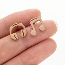 1对不锈钢耳环，可爱松鼠动物吊坠，时尚流行耳环，女士饰品，朋友生日礼物 - 黑色 - 查看 9