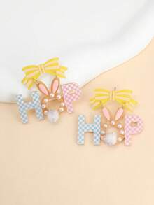 A Pair Of Cute HOP Letter Earrings, Easter Bunny Easter Egg Earrings, Perfect Party And Holiday Jewelry - Multicolor - View 7