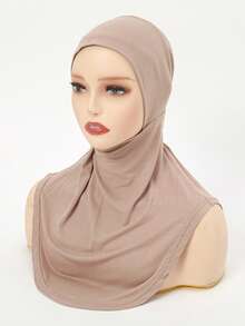 1pc Women's Fashion Solid Color Elastic Chin Cover Neck Warmer Scarf,Beach,Holiday - Light Khaki - View 7