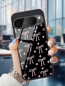 1个粉色蝴蝶结玻璃手机壳，兼容谷歌10/9/8/7，Galaxy S24/S25 PLUS/S23 Ultra/A16/A35/A25/A55/S26/S26plus/S26ultra，蝴蝶图案，日常使用，国际版，非国内版 - 黑色 - 查看 5