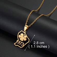 1Piece Mayotte And French Guiana Guyane With Hibiscus Flowers 973 Area Code Pendant Necklaces Stainless Steel Jewelry - Yellow Gold - View 6