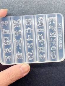 1pc Cute Maltese Dog, Bow, Dessert, Kitty, Floral Edging 3D Nail Art Mold, Transparent Silicone Mold - Clear - View 12