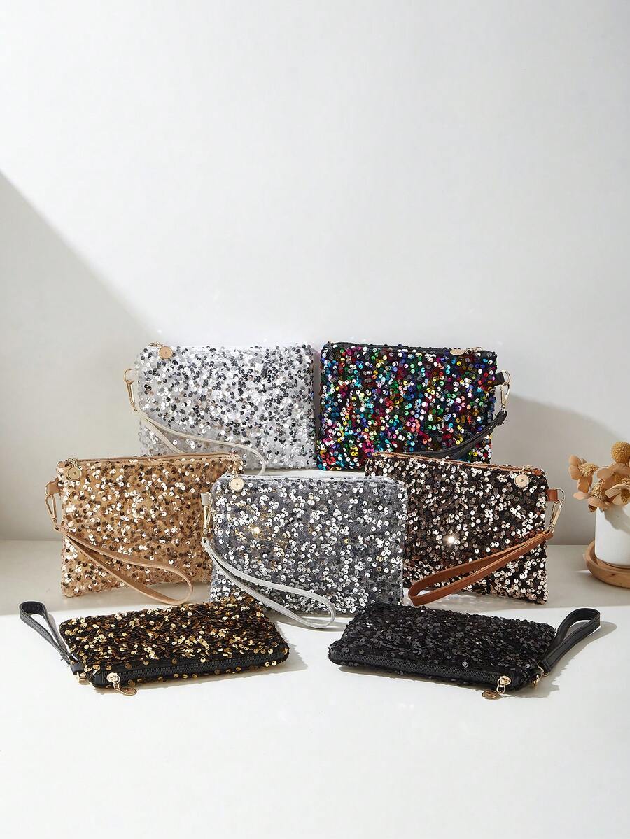 Sequin Women's Envelope Bag, Small Handbag, Clutch, Phone Pouch, Coin Purse - Multicolor - View 1