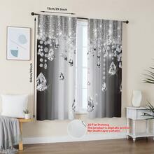 2PCS High-Grade Crystal Pattern Semi-Transparent Dust-Proof Curtains - Modern Minimalist Living Room And Bedroom Suitable For All, Luxury Style - Multicolor - View 6