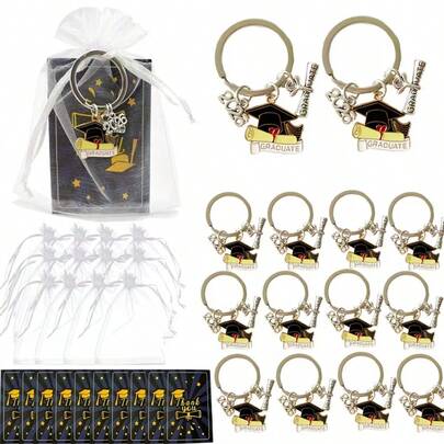 36 piezas Conjunto de llaveros de graduación 2026 de acero inoxidable resistente en forma de rectángulo, regalo perfecto para compañeros de clase, amigos y graduados