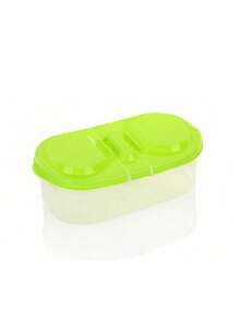 1pc Dual Compartment Covered Kitchen Food & Grain Airtight Sealed Jar, Multifunctional Fridge Plastic Storage Box, Christmas Gift - Multicolor - View 12