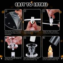 Vincidern 4Pcs 8 Arm Clear Floor Candelabra For Wedding Centerpieces ,38.5'' Candelabra Candle Holder With Acrylic Shade Circular Base For Birthday Party Christmas Decoration (Fit 0.8" Led Candles) - 透明+壓克力(4片) - 查看 11