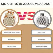 Máquina de juegos portátil de velocidad con sonido y luz, juego interactivo de memoria Quick Push, consola de juegos Quick Push, juguetes sensoriales luminosos, rompecabezas portátil, juguete de presión para niños y adultos. uego Pop It Electrónico, Juguete Anti - Estrés Quickpush - Marrón - Ver 6