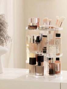 1个360°旋转化妆刷架及化妆品收纳架，桌面梳妆台储物架 - 彩色 - 查看 1