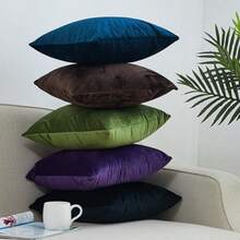 zxFunda de Almoada rativa Fundas de Coines De Terciopelo Suave Color Cremallera Pillowcase  ogarSofa Cama Silla Coce racion de Interes Wumaue 45 x 45 sofa cama - Azul claro - Ver 4