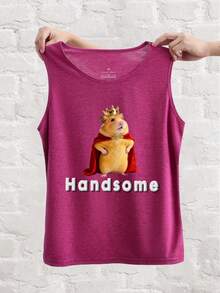 Camiseta de tirantes personalizada para mujer: Sube tu foto & añade tu texto personalizado, que se aplicará bellamente a tu diseño utilizando una técnica de flocado premium - Rojo - Ver 5