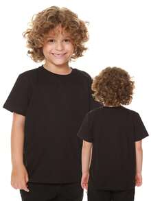 Set Of 4 Basic T-Shirts For Boys (Children's/Youth) 100% Cotton Short Sleeve Casual - Sizes 2 To 14 - 藏蓝色 - 查看 5