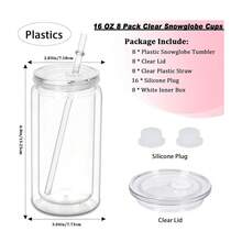 475ml doppelwandiger transparenter isolierter Becher mit Strohhalm und Deckel - PC Kunststoffmaterial, vorgebohrte Löcher für einfache Strohhalm-Installation, hervorragende Isolierung für heiße und kalte Getränke, geeignet für Büro, Camping, Partys und auch als Geschenk zur Graduierung oder zum Vatertag verwendbar - Verschiedenfarbig - Übersicht 4