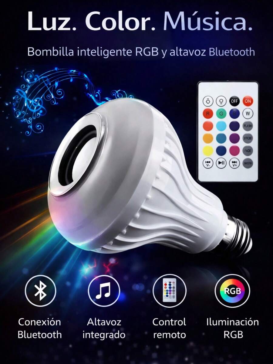 Led Spotlight Multicolor Speaker Smart Bluetooth Control - White - View 1