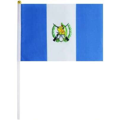 Bandera de Mano Guatemaltecas, MXGTD-000, 1Pza, Guatemala, 14x21cm, Tela Poliéster, Asta Plástico.