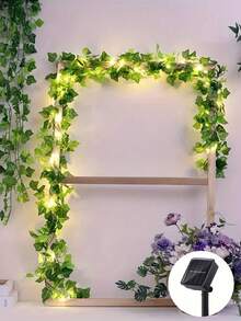 1pc Solar Powered Evergreen Ivy String Lights, Solar Powered Green Leaf String Lights, Solar Lights, 10/5/2m Solar Powered Artificial Evergreen Ivy Leaf String Lights - Natural Style Mimicking Green Leaves, Realistic Evergreen Ivy Leaf Pattern, Soft Warm Lighting, Photosensitive Automatic On/Off Function - Solar-powered Green Leaves - View 13