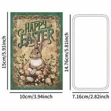 12 piezas Tarjetas postales vintage de Pascua con conejitos y huevos felices, pequeños carteles retro de vacaciones para decoración del hogar y dormitorio, kit de collage de pared de Pascua, tarjetas decorativas de primavera para coleccionar y regalar - Pascua de Resurrección - Ver 2
