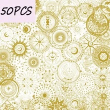 SCXXBSW 50 Stücke Heißpräge-Zauber Mond&Sonne Serie PVC Aufkleber, dekorative Aufkleber geeignet für Handy, Gitarren, Helme, Skateboards - Verschiedenfarbig - Übersicht 1