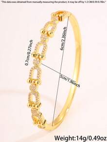 1pc - Luxury And Stylish Link Copper Bracelet. The Smooth Bracelet Body Is Plated With 18k Gold, Which Is Not Easy To Fade. The Link Design Has Its Own Unique Style And Is Also Outstanding When Worn In Everyday Outfits. - Gold - View 5