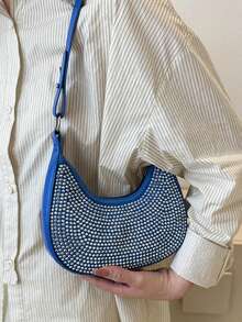 Fashionable Rhinestone Underarm Small Handbag For Women, New Stylish Chic Underarm Bag, Personalized Ins Rhinestone Tote Bag - Multicolor - View 9