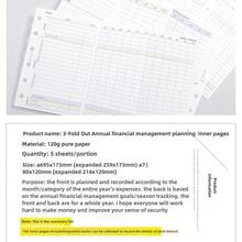 5 piezas Recambio de planificador financiero anual plegable en tres partes, planificación presupuestaria y seguimiento de gastos, cuaderno sin fecha para una contabilidad y planificación financiera efectivas - Presupuesto financiero triple - Ver 5