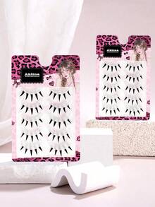 Natural-Looking Thick False Eyelashes, Cute Japanese Devil Eyelashes, Curled Cosplay Manga Style & Lightweight European/American Style Full Strip Eyelashes - Black - View 5