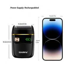 1pc Mini Portable Reciprocating Single Head Electric Shaver, Digital Display Men's Shaving Razor - Black - View 2