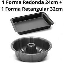 Set Of 2 Non-Stick Baking Pans (32 Or 37cm) + 24cm  Cake Pan (Carbon Steel) - 1 chảo tròn 24cm + 1 chảo chữ nhật 32cm - Xem 8