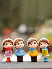 1 pièce Figurine de couple en plastique mignonne, convient pour la décoration du tableau de bord de voiture, du bureau, de l'écran d'ordinateur, accessoire de porte-clés - Couples portant un chapeau - Voir 2