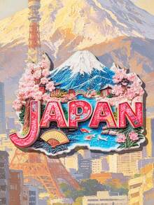 1个日式创意树脂冰箱贴，3D立体樱花雪山白色字母浮雕，高端树脂工艺PVC冰箱贴，厨房装饰，著名风景冰箱贴，旅行爱好者家居装饰礼品 - 1PC - 查看 10