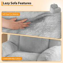 Puff para Adultos y Adolescentes - Sillón de Microperlas Grande, Color Gris Claro | Ideal para Sala, Cuarto de Juegos o Sótano, Relleno Incluido - Gris - Ver 5