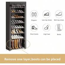 Zapatera con Cubierta de Tela con 9 Niveles Organizadores de Zapatos, Estructuras de Acero y Conectores de Plástico, Para Almacenar y Guardar los Zapatos - Gris - Ver 6